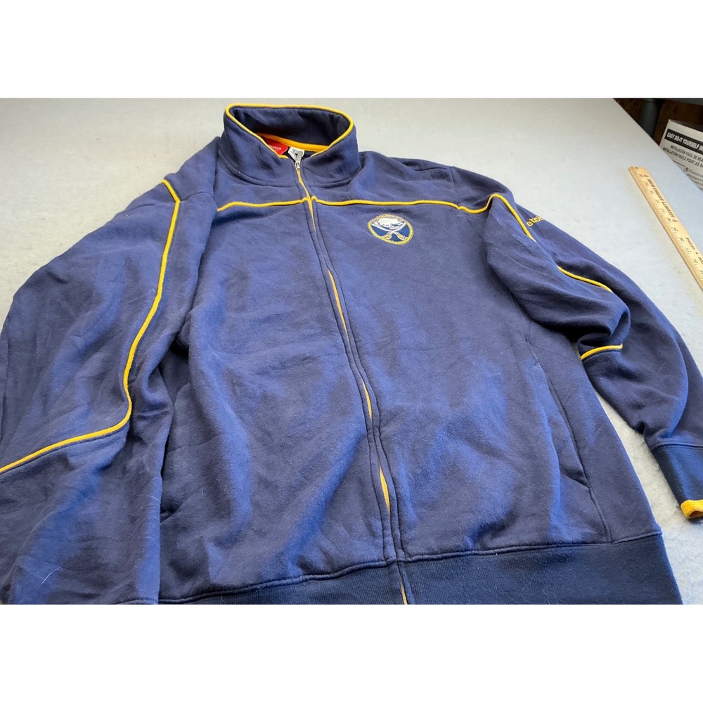 Reebok Buffalo Sabres Full Zip Track Jacket Navy Yellow Piping Mens Size Medium
